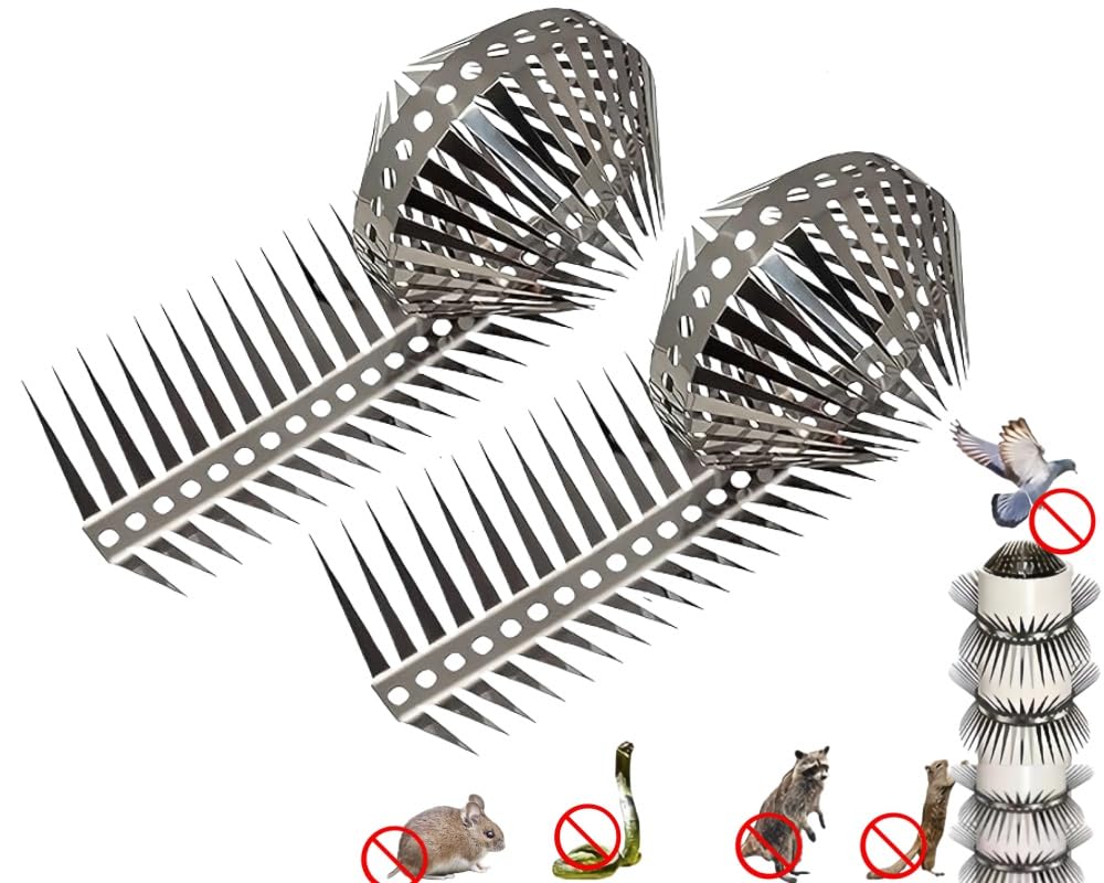 2PCS Anti Animal Climbing Thorns Bird Spikes Squirrel Baffle Squirrel baffles for Bird feeders Squirrel Repellent Pigeon Deterrent Bird nest Preventer Repel Squirrels (L: Thorn Length 5cm)