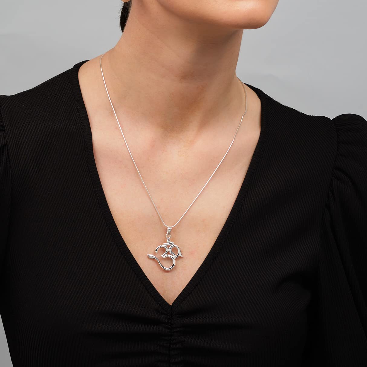 Treasure Bay Yoga Aum Om-Symbol-Anhänger für Damen, 925er Sterlingsilber, 45,7 cm