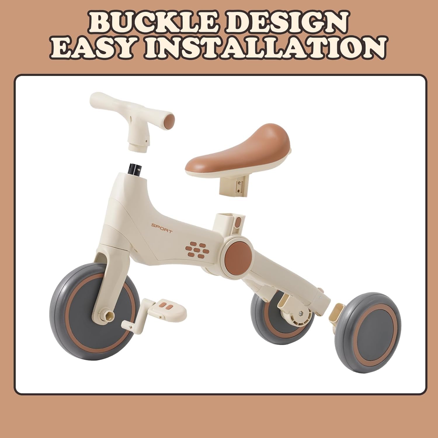 Triciclos para Niños,4 en 1 Una Bici Multifunción,Triciclo,Bicicleta,Carro de Equilibrio,Caminante con Pedales Desmontables, Adecuado para niños de 12-24 Meses