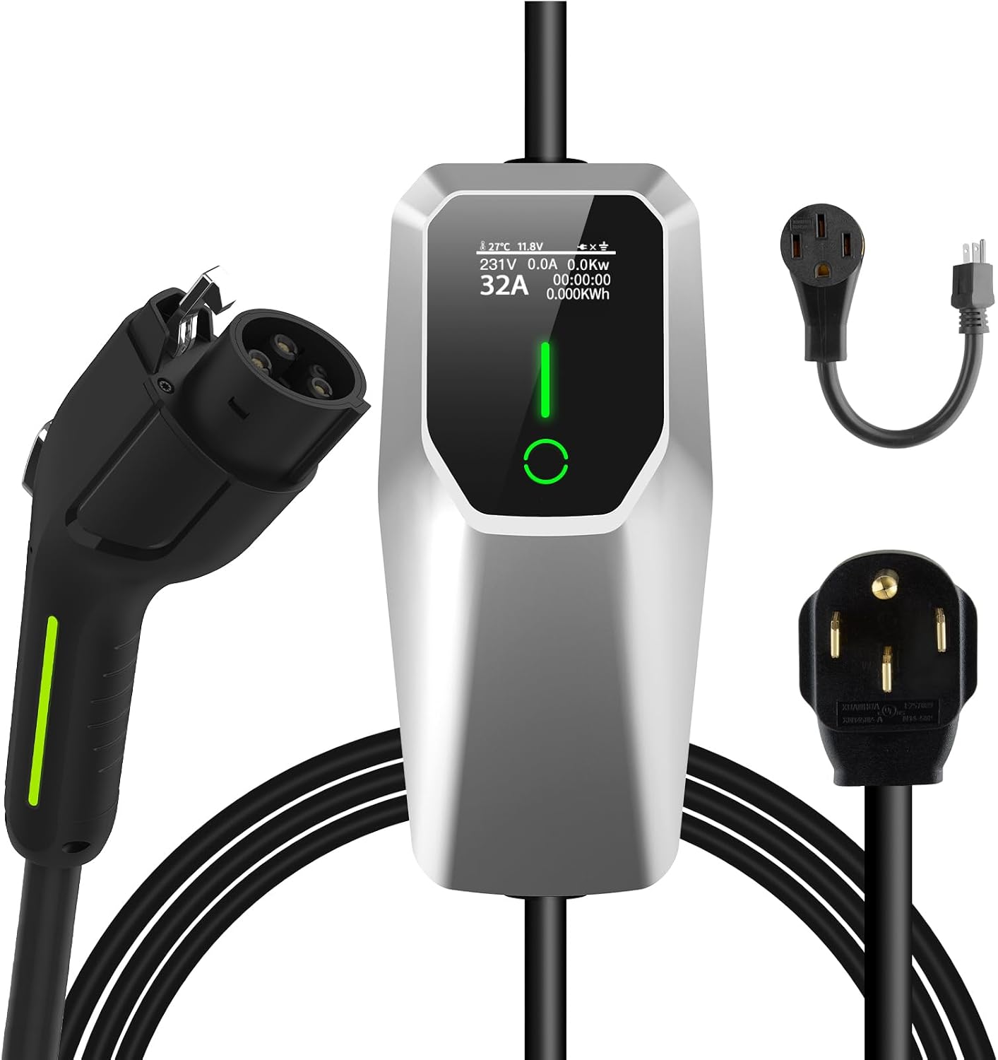 AWESAFE Level 2 Electric Vehicle EV Charger 32Amp NEMA 14-50 Plug, 7.6KW Portable Fast Charger with J1772 Connector 20ft Cable, Scheduled Charging, Plug-in Home EV Charging Station