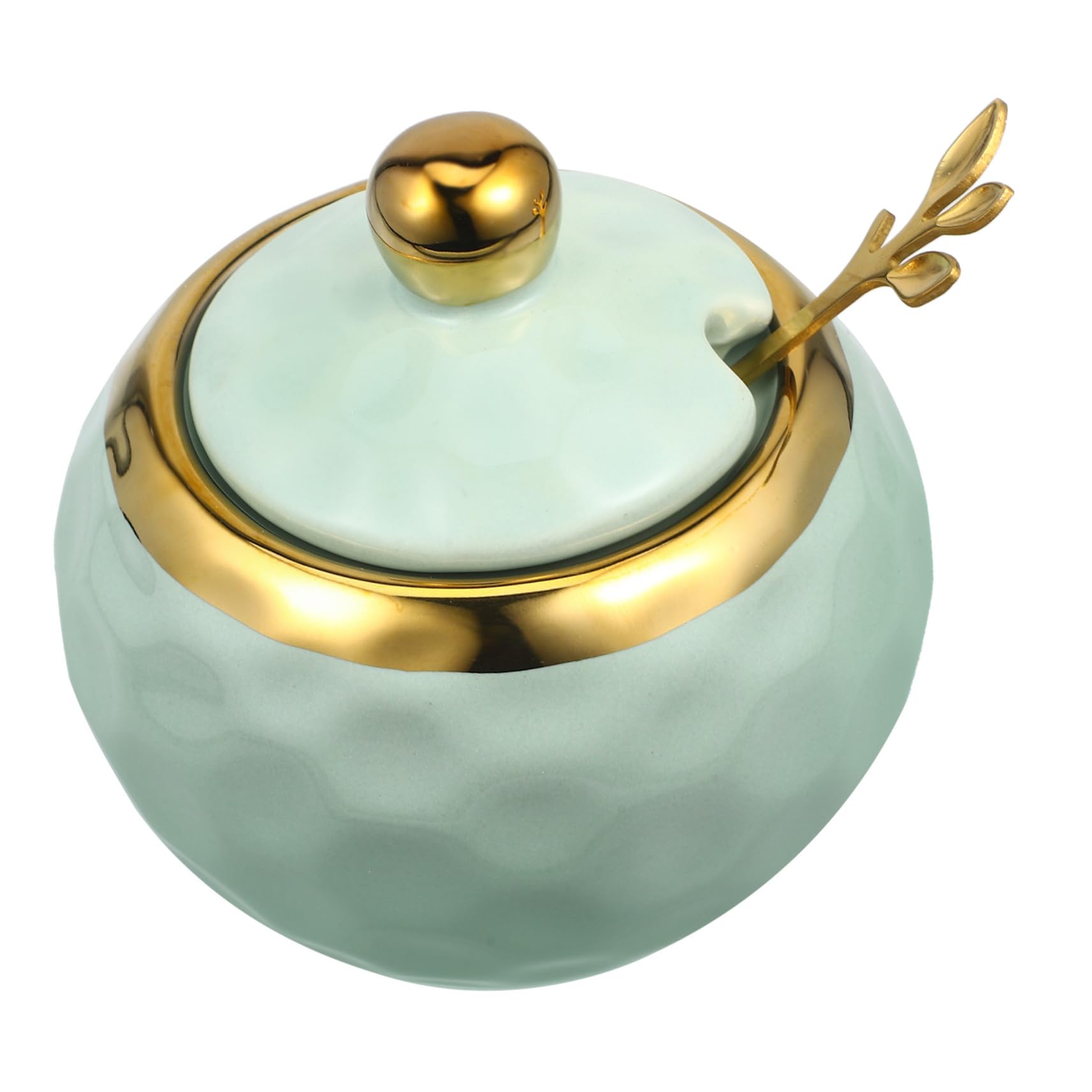 Unomor Ceramic Condiment Jar with Lid Spoon Elegant Seasoning Bowl for Salt Sugar Porcelain Storage Pot for Household Use Stylish Kitchen Decor