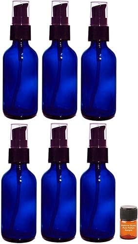 Miniatura 1 de Paquete de 6 botellas vacías de vidrio de cobalto cosmético de 2 onzas con una muestra de fragancia Perfume Studio de 0.1 fl oz (botellas de cobalto