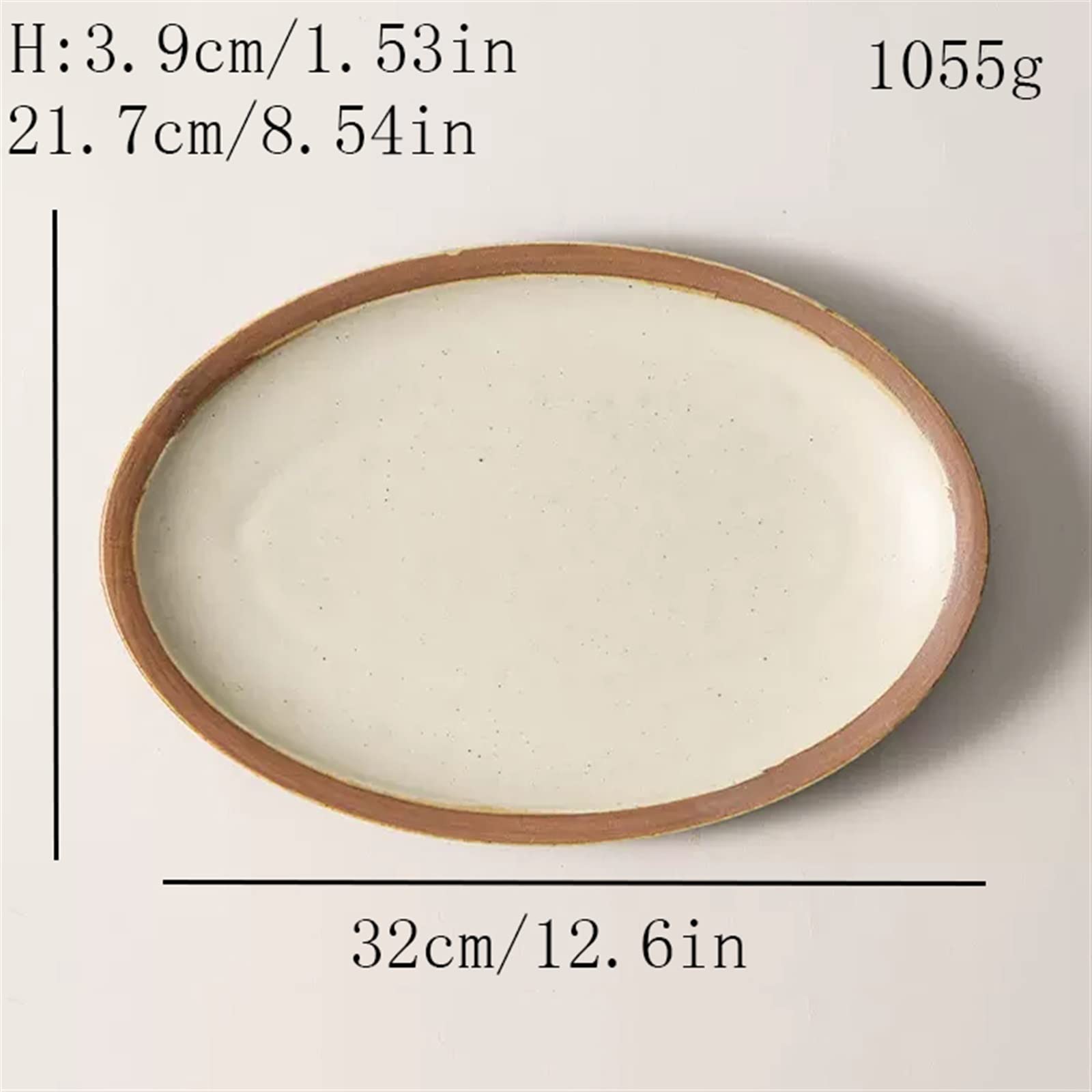 Talerze Deserowe Talerz rybny Ceramiczny talerz do użytku domowego Gotowany na parze Ceramiczna zastawa stołowa Duży owalny obiadowy Restauracja Kuchnia Retro Płaski Zastawa stołowa(Duży)