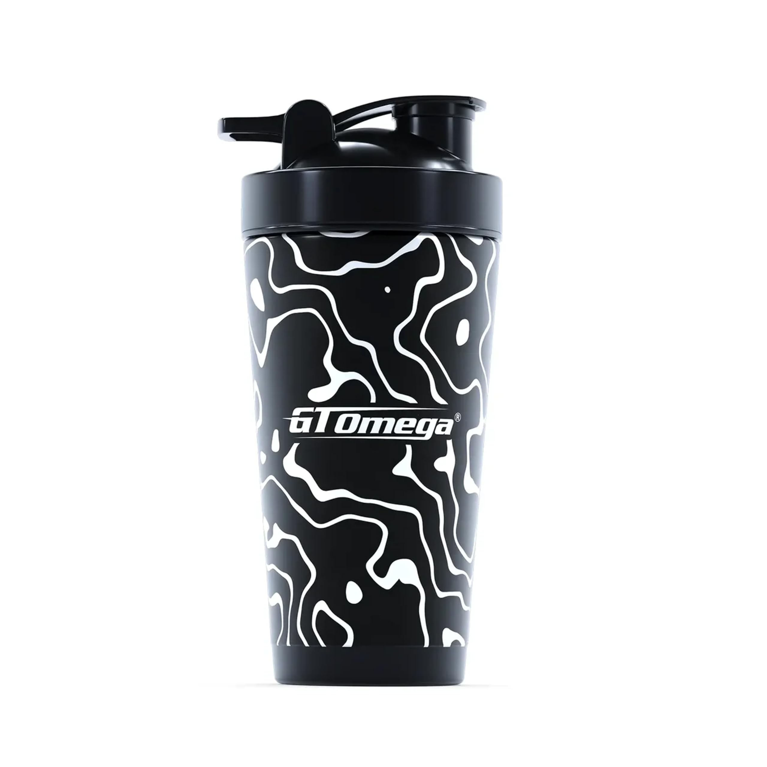 Gt Omega Wave Insulated Shaker - 650Ml, Leak-Resistant, Double-Walled Design, With Built-In Mixing Ball, Compact And Durable