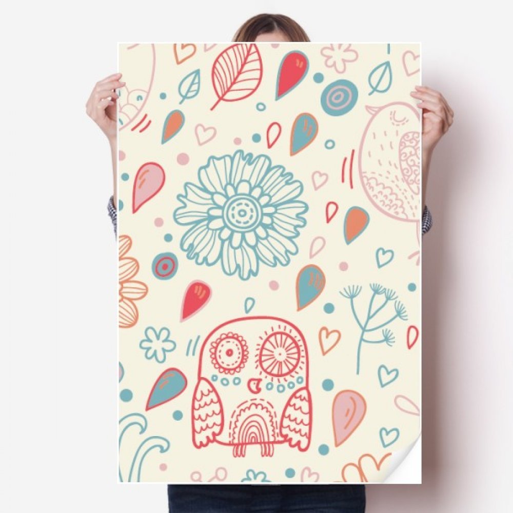 Autocollant de mur deco facile pour relooker une chambre sans peindre poster chouette 80cm