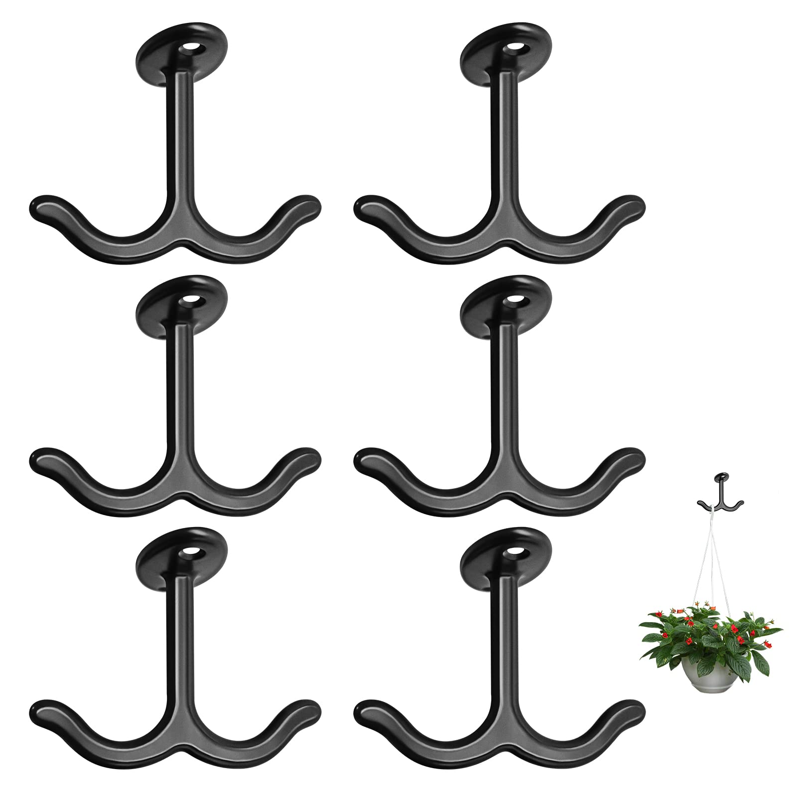 Zinc Alloy Double Prong Ceiling Hook,6 pcs Under The Table Hook Coat Hook for Closet Top Bathroom Kitchen Cabinet Garage