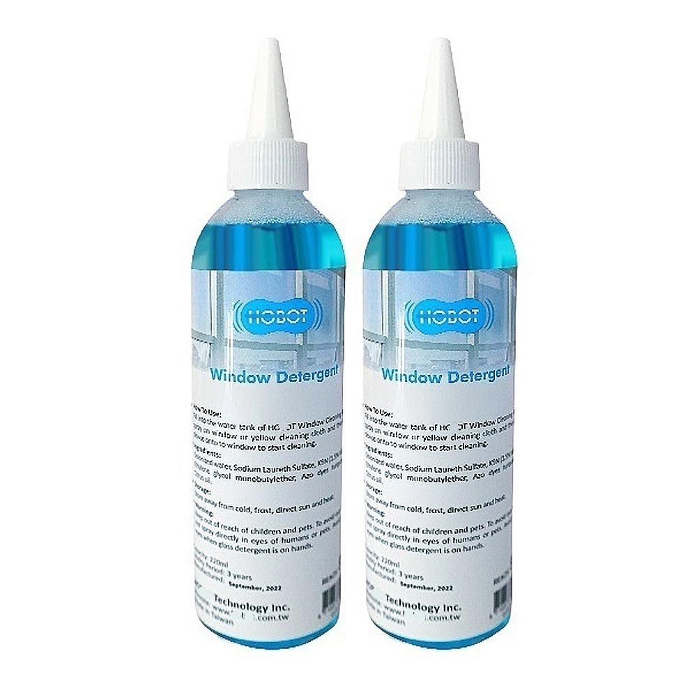 2 botellas de 220 ml de detergente líquido for limpieza de ventanas (compatible con HOBOT 2S/188/188C/198/358/368/R3/S7 PRO/298/388) Accesorios for robots de limpieza de vidrios