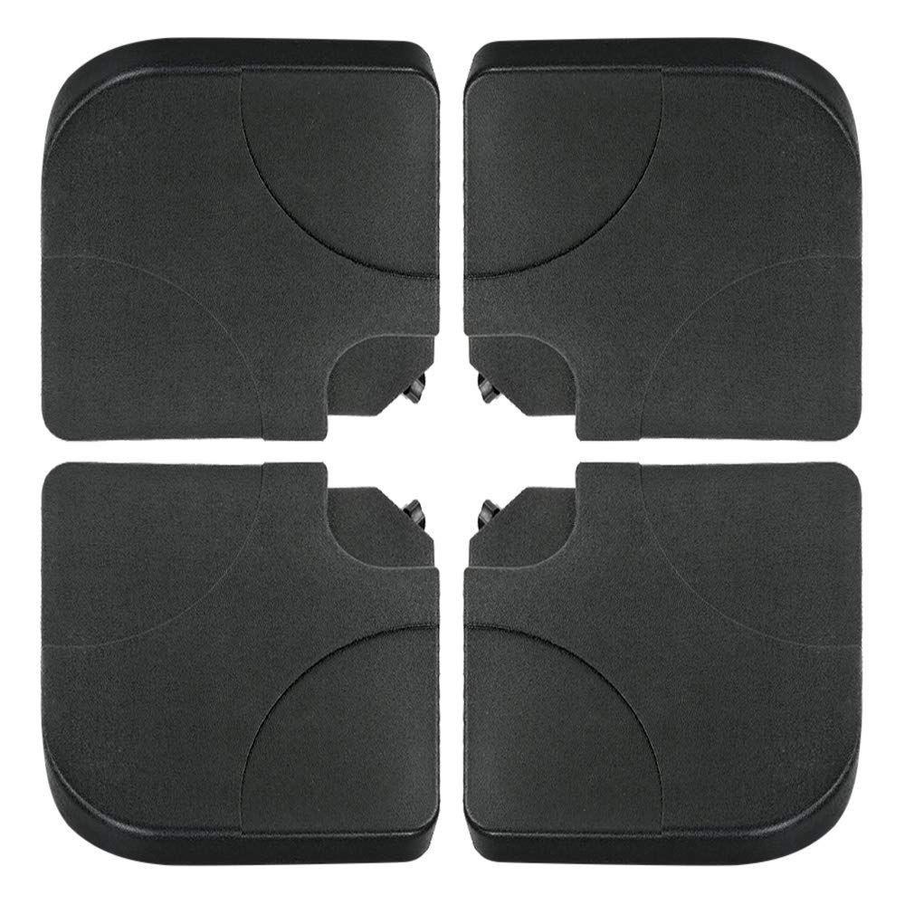 LOLAhome Set de 4 sujeciones con asa para Parasol excéntrico rellenables Negras de HDPE de 50x50x7 cm
