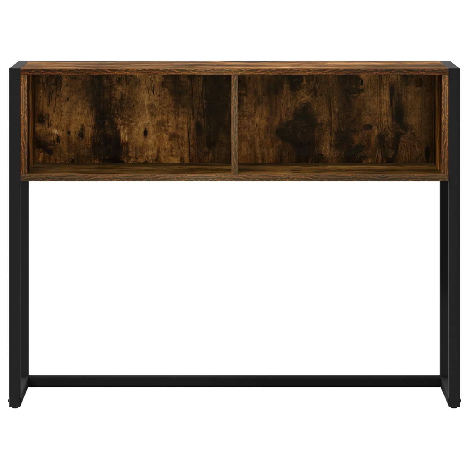 Przemysłowy stolik końcowy, dąb dymny, 100 x 36 x 75 cm, drewno i stal, solidna mała kawa, do salonu, przedpokoju, sypialni