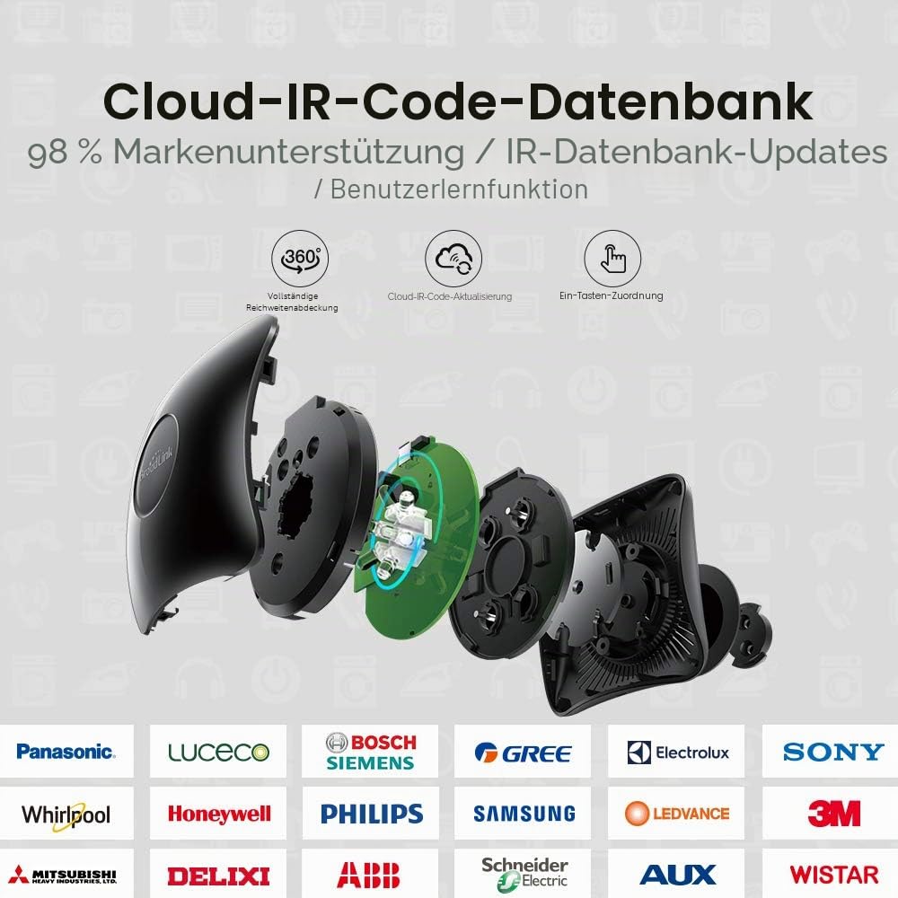 BroadLink RM4 Pro S und Sensorkabelsatz, universeller RF IR-Fernbedienungshub mit USB-Kabel Temperaturfeuchtigkeitsmonitor USB-Kabel, Funktioniert mit Alexa, Google Home, IFTTT