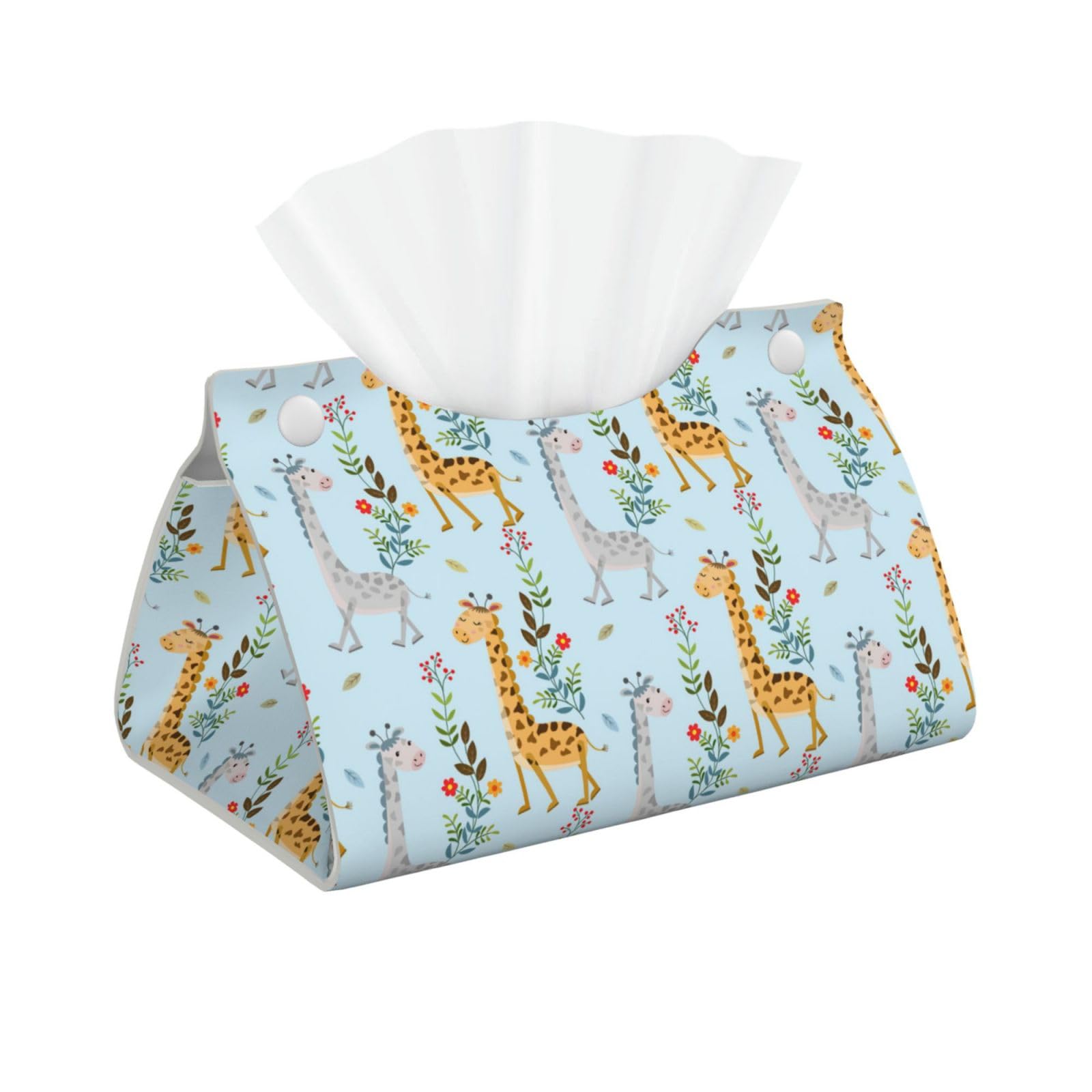 Cute Giraffe Flowers Print Long Tissue Box Cover Tissue Dispenser Box For Living Room, Office, Car, Bathroom