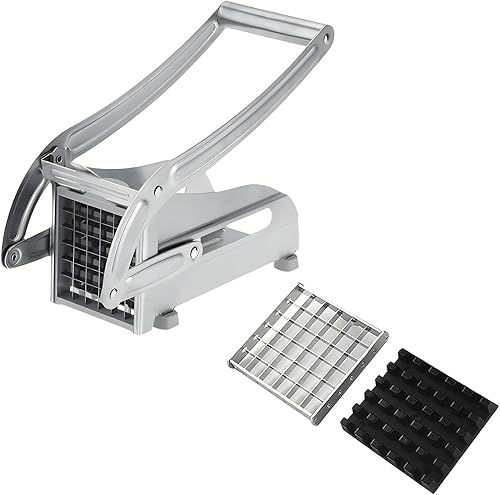 Cortador de papas fritas con 2 cuchillas, cortador de papas profesional, de acero inoxidable, cortador de patatas fritas para papas fritas,