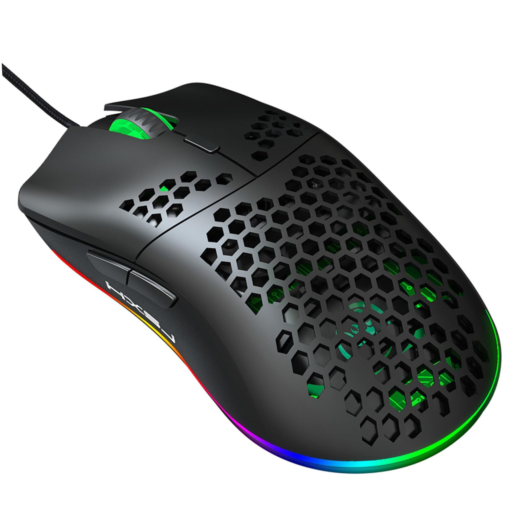 Mikikit Mouse da Gioco Rgb Design a Fori, 6 Tasti Programmabili, Dpi Regolabile Fino a 6400, Materiale Plastico, Luce Regolabile, per Uso Professionale