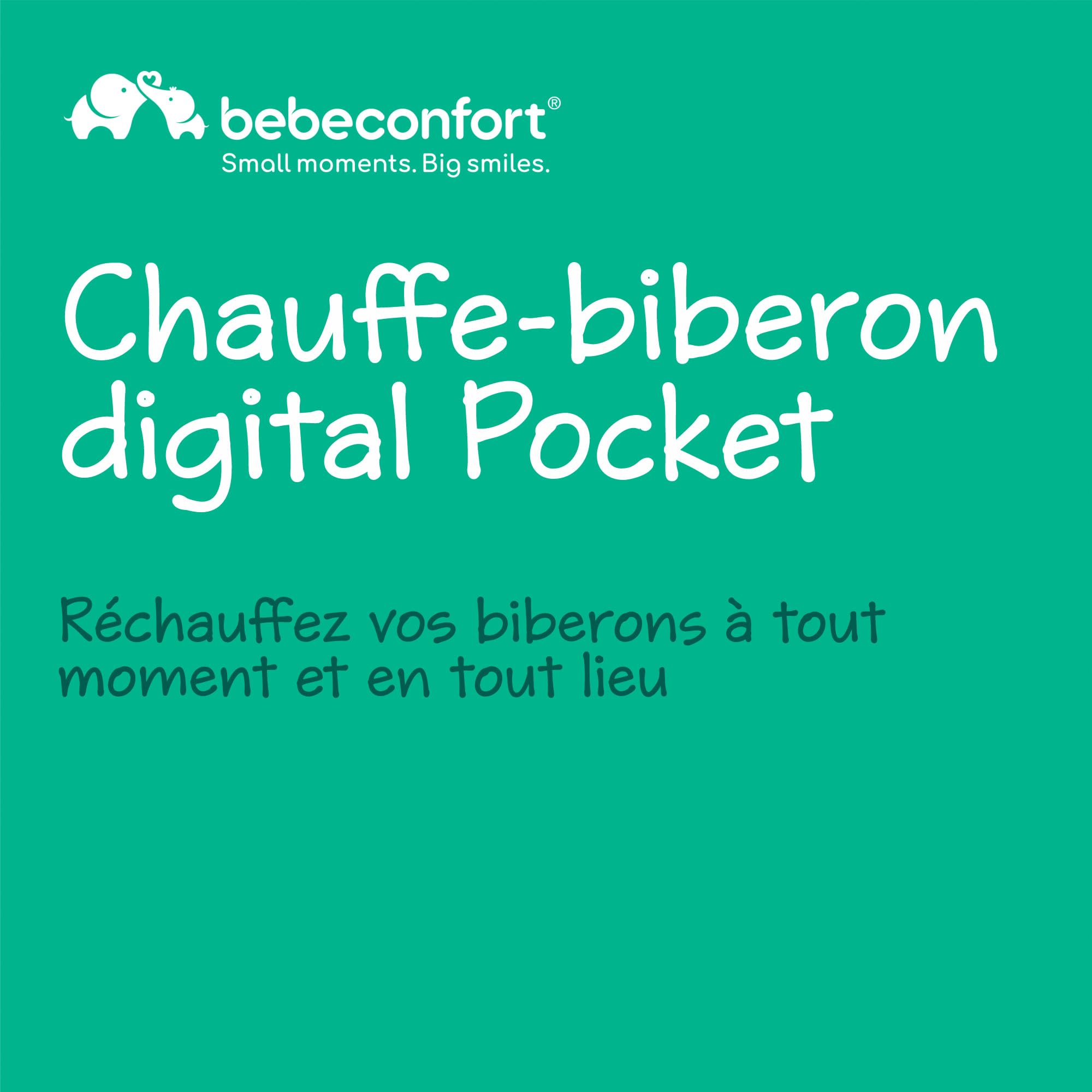Bebeconfort Chauffe-biberon digital nomade, Chauffe-biberon portable pour bébé, Compact L6,5 x l6,5 x h8 cm, Poids léger (280 g), Écran digital, Batterie durable, Contrôle de la température