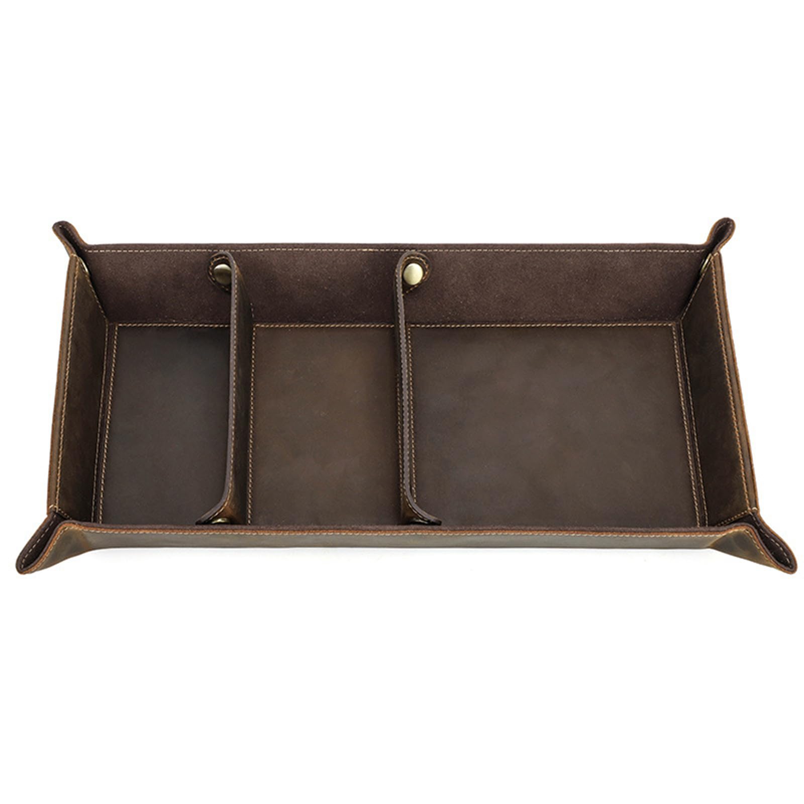 Daily Essentials, vassoio organizer in pelle marrone caffè, 40 x 22 x 4,5 cm, vassoio da tavolo per scrivania, ingresso, comò e tavolino portaoggetti in pelle, organizer da scrivania da tavolo, da