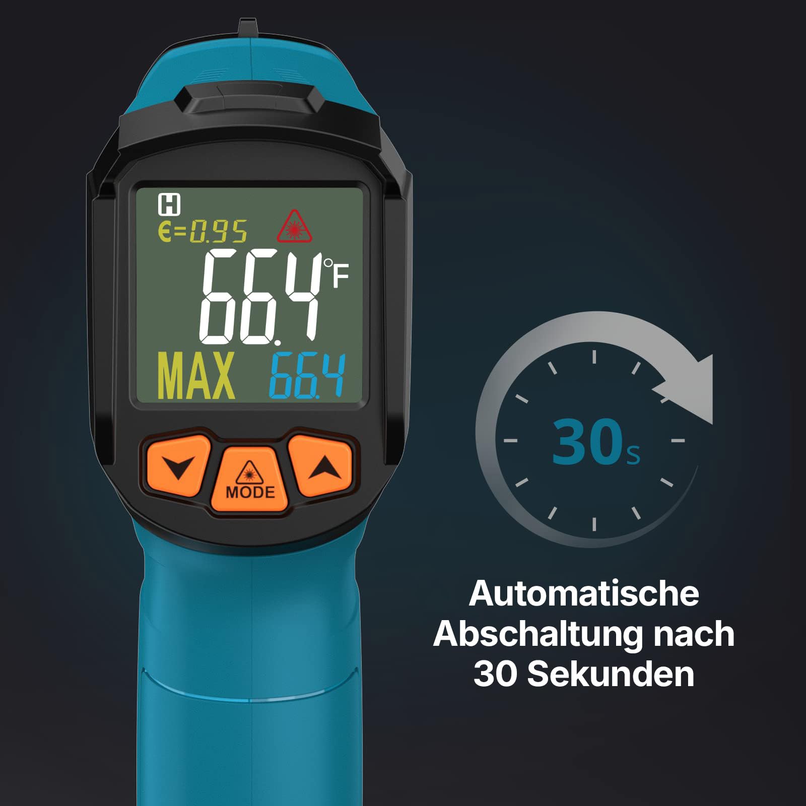 Tilswall Infrarot Thermometer(nicht für Menschen) -50°C bis 800°C IR Digital Laser Temperaturmessgerät mit Kochen LCD Display für Kochen/Barbecue/Pizza Oven/Gefrierschrank/Industrie-W300
