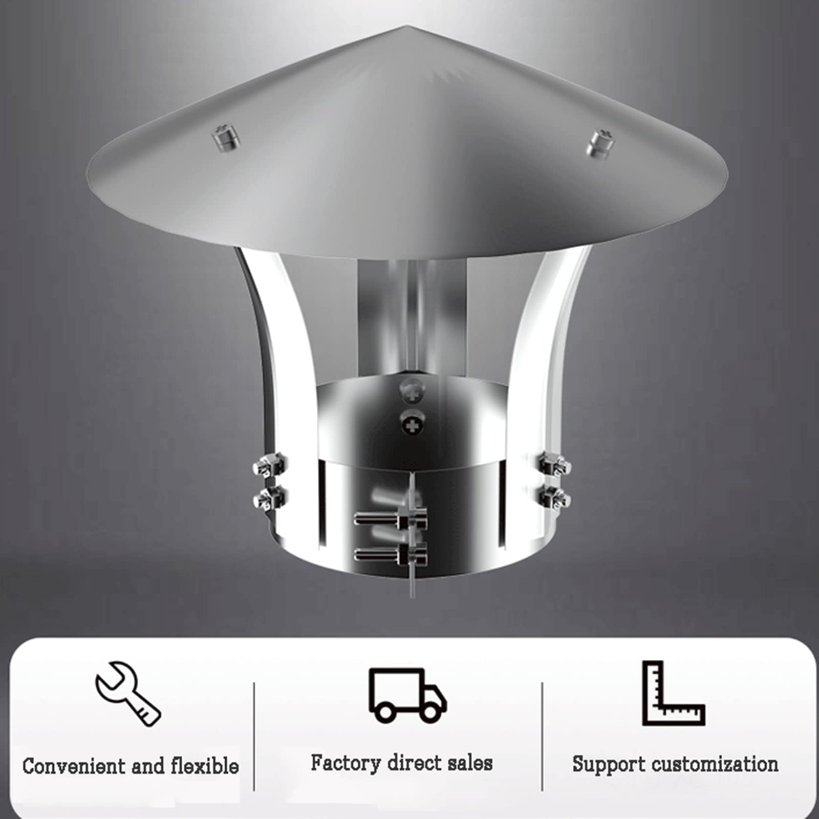 Acciaio Inox Comignolo,Impermeabile Rotondo Aria sfiato Cowl,Pioggia e Neve Copertura Protettore Cappello sfiato Cowl Top all Purpose Comignolo,Installazione Facile,d28cm/11.02in