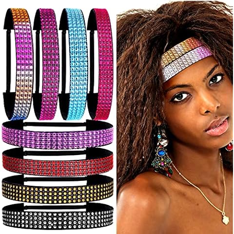 Palksky Headbands For Girls, Glitter Head Bands No Slip Fashion for Women Hair, Elastic Diademas Para Mujer De Moda, Adjustable Hair Accessories Cover