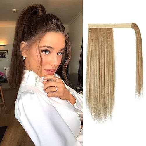 BARSDAR Extensiones de cabello de cola de caballo con clip, extensión de cola de caballo corta y recta de 16 pulgadas, extensiones de cola de