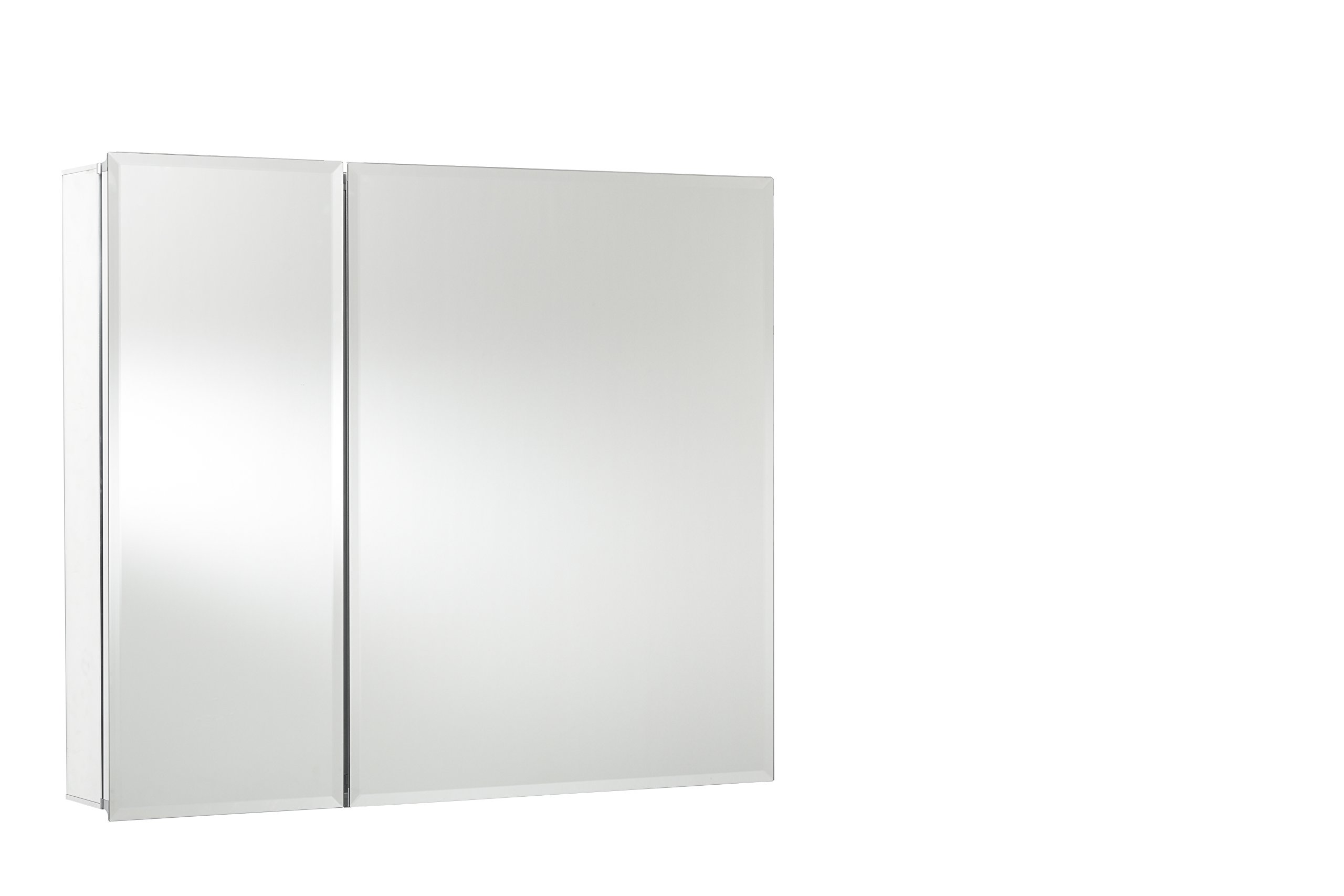 Croydex Halton Double Door Aluminium Bathroom Wall Cabinet - Bi-View Bathroom Cabinet with Mirror Doors and Adjustable Shelves, Recess or Surface Mount, Easy to Install (76.5x66cm)