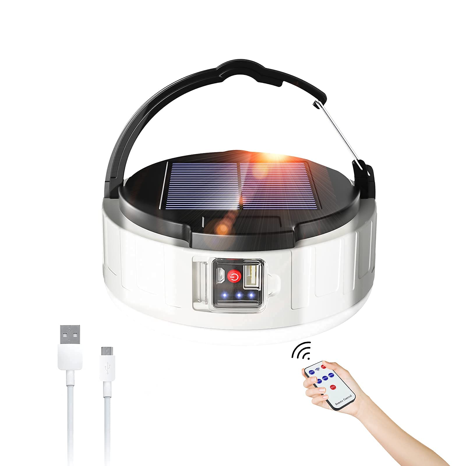 X spring LED Camping Lantern, 3600 mAh Solar Camping Lights Tent Lights with 2 Charging Methods and 4 Lighting Modes, Portable Rechargeable Solar Lantern Camping Great for Outdoor, Hiking