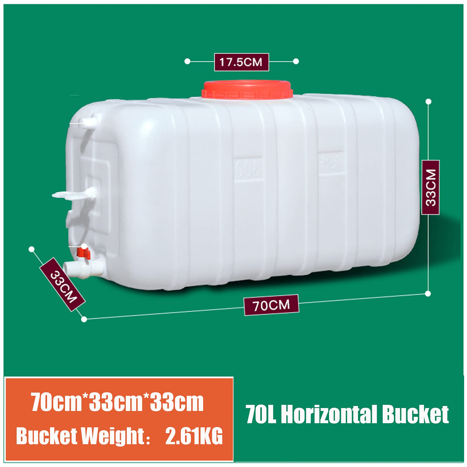 Kanister na wodę, kempingowy, biały, 25 l/45 l/70 l/100 l/150 l, pojemność zbiornika na wodę, plastikowy, poziomy, kwadratowy zbiornik na wodę, z pokrywą i zaworem, do użytku w gospodarstwie domowym, na kemping, do użytku na zewnątrz, dla samobieżnych kie