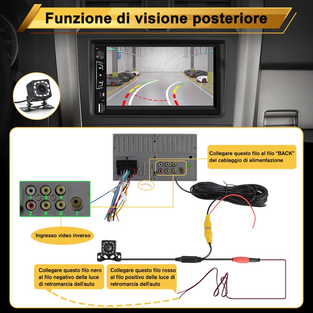 Junsun Autoradio 2 DIN con Schermo Wireless CarPlay & Android Auto