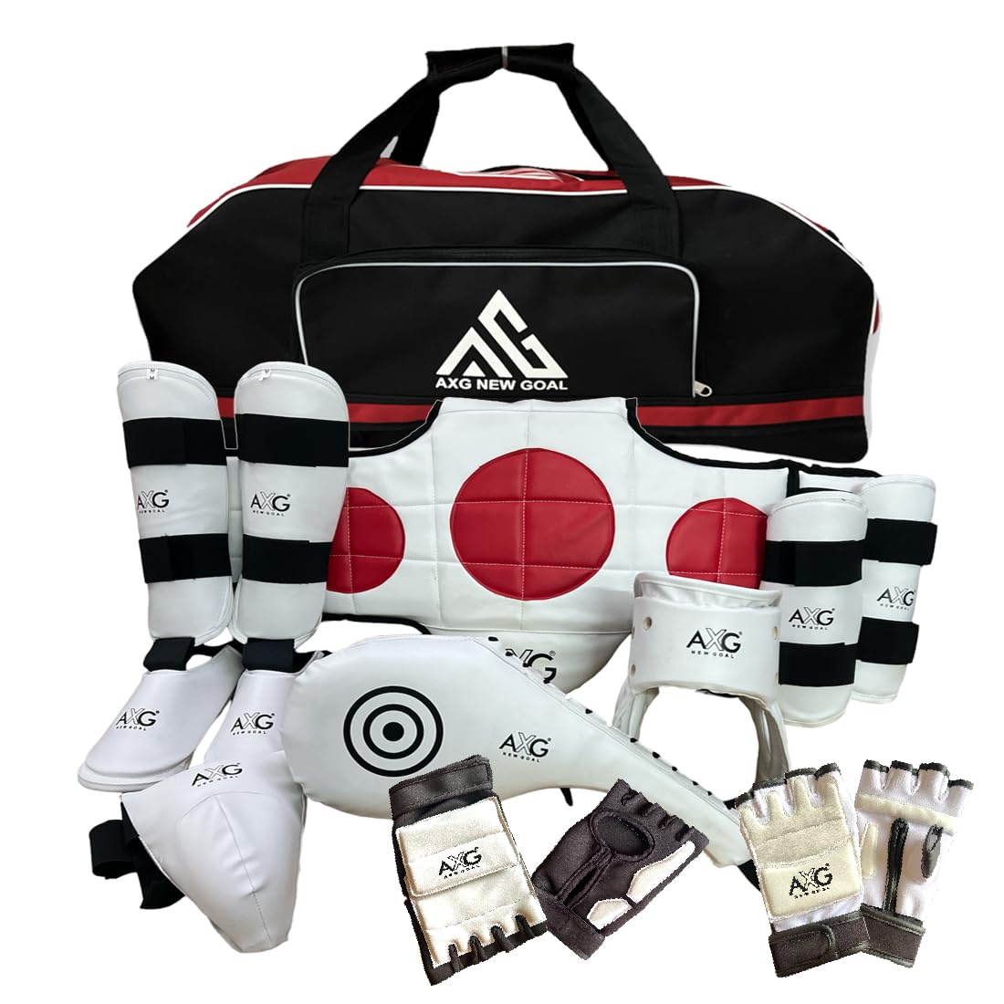 axg new goal AXG Ultimate Complete Taekwondo Kit with Duffel Cum Backpack(Medium) Age 9 to 15 yrs Boxing Kit-picture-32