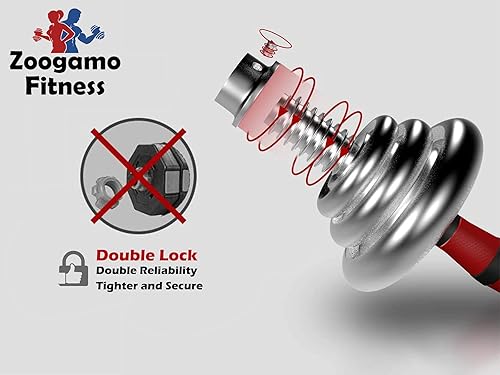 Miniatura 5 de Juego de mancuernas ajustables de hierro fundido con peso de hasta 66 libras44 libras, peso libre con barra de conexión utilizada como barra, para