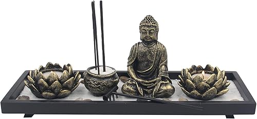 Miniatura 3 de DharmaObjects Zen Garden - Juego completo de velas de té de loto y soporte para incienso, decoración del hogar, regalo