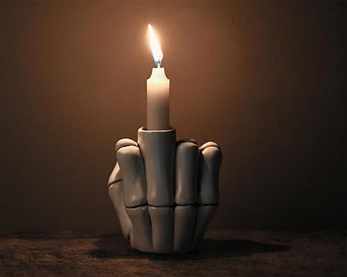 Miniatura 6 de DS. DISTINCTIVE STYLE Portavelas de dedo medio, esqueleto de resina, decoración de calavera para candelabros, divertida decoración gótica de