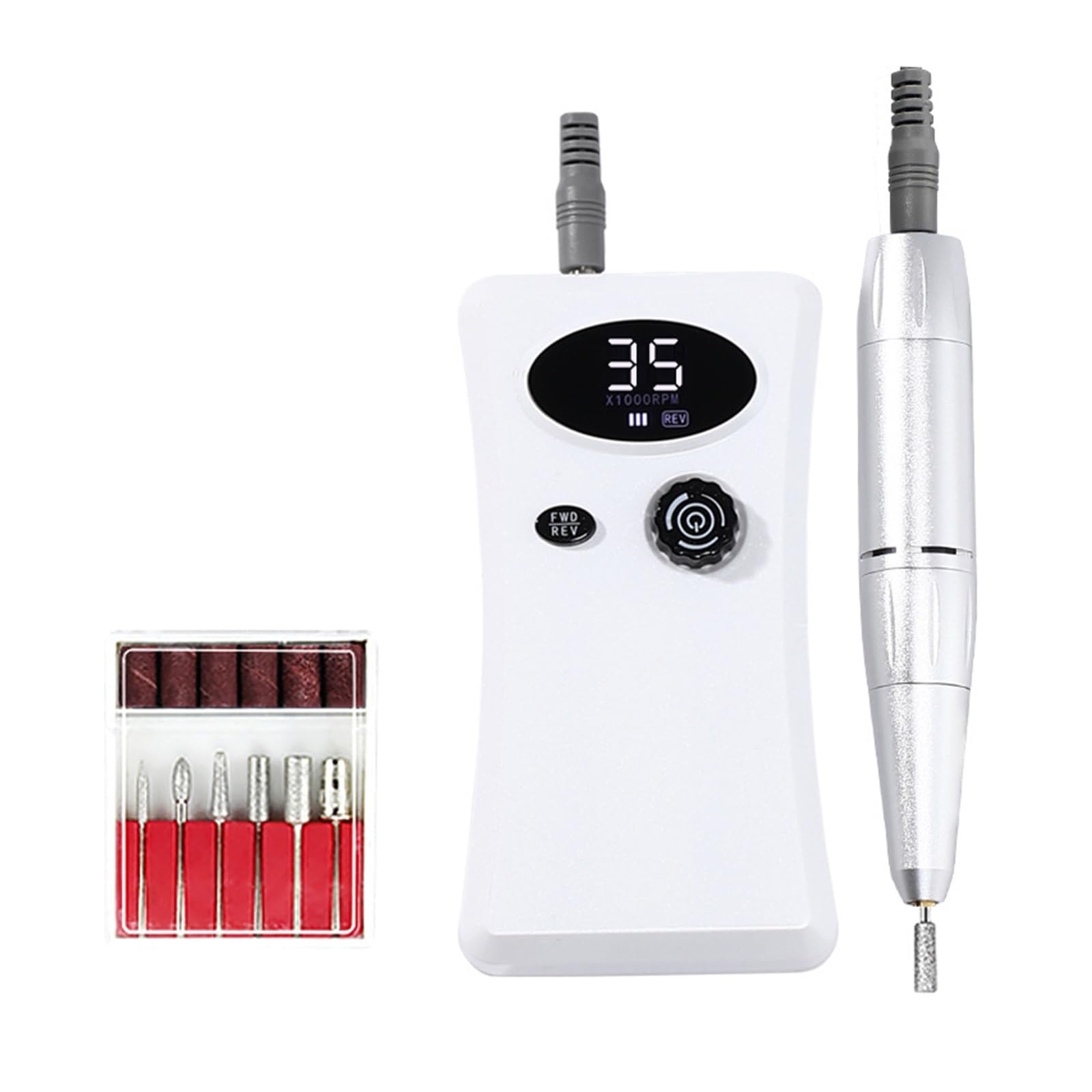 35000 RPM wiertarka do paznokci, Manicure elektryczna z diodą LED, akumulator Salon żel szlifierka, profesjonalne narzędzie ,Niskie wibracje(Wit)
