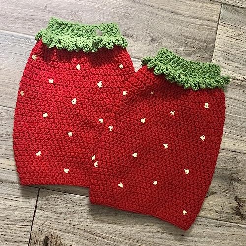 Women Strawberry Leg Warmers Cute Crotchet Knitted Leg Warmers Aesthetic Boot Cuffs Y2K Accessories4