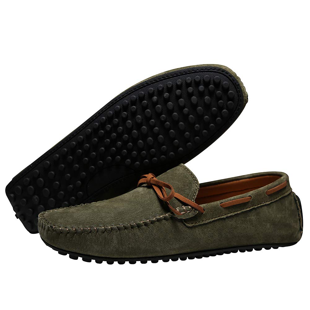 Uomo Pelle Scamosciata Fatto a Mano Confortevole Tappeto Pantofole Antiscivolo Scarpe da Barca Casuale Mocassini Piatti