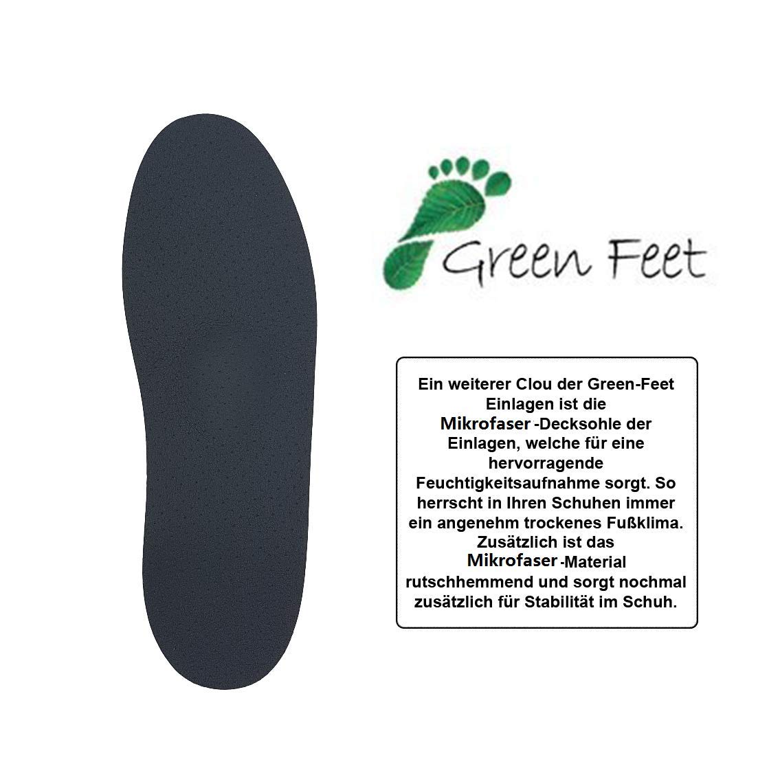 GreenFeet ortopedyczne wkładki do masażu, stopka, stopka do rozprężania ostrogi pięty, ortopedyczne wkładki do stopy (3 mm, 45/46 EU)