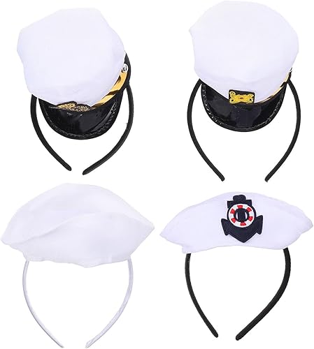 Disfraces de Halloween, sombrero de marinero, sombrero de marinero, 4 piezas, gorras de capitán naval, diademas de capitán, yate, sombreros de