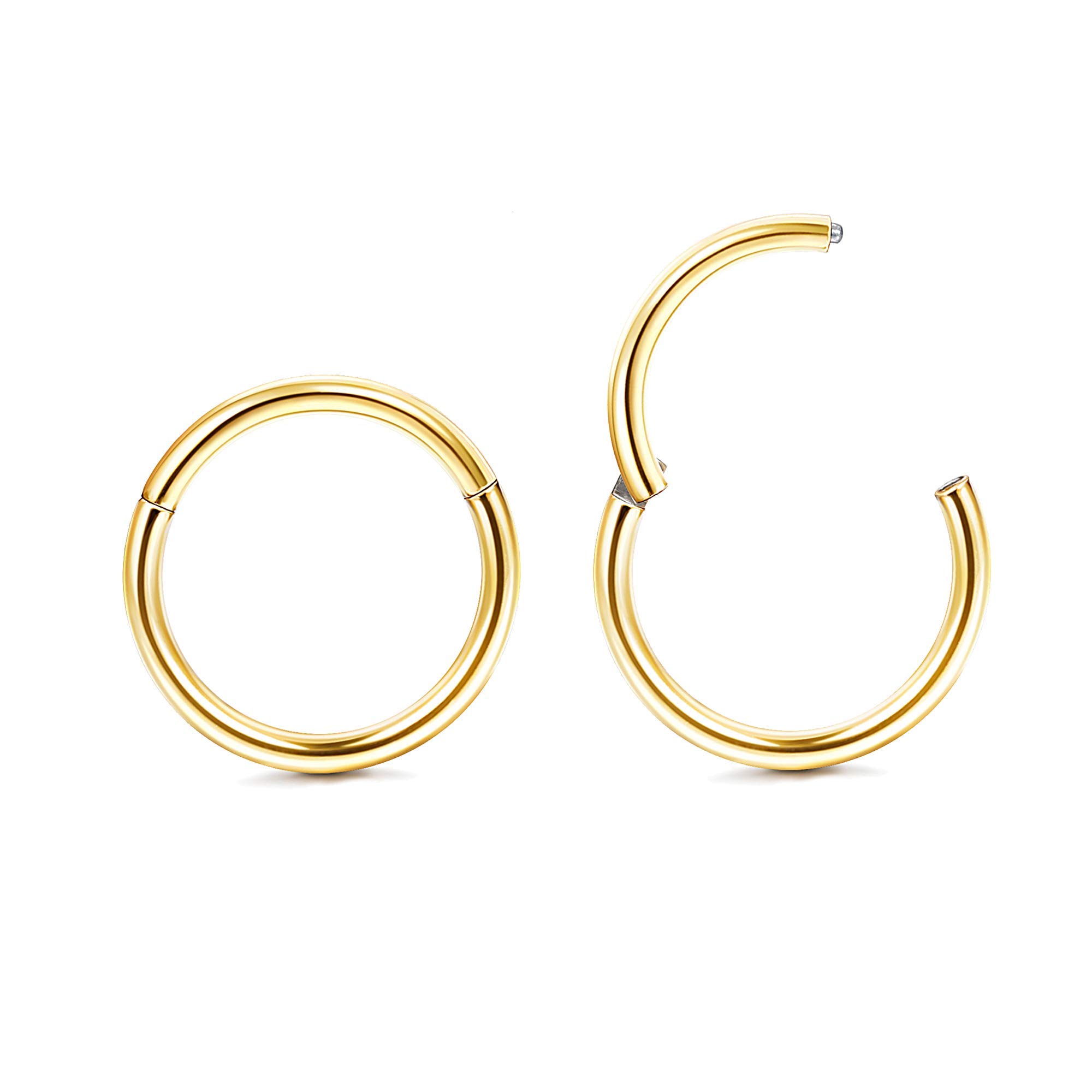 MILACOLATOMejorado 2 Unids 18G Pendientes de Aro de Cartílago de Acero Inoxidable para Hombres Mujeres Anillo de Aro de Nariz Helix Septum Daith Lip Tragus Joyería Piercing