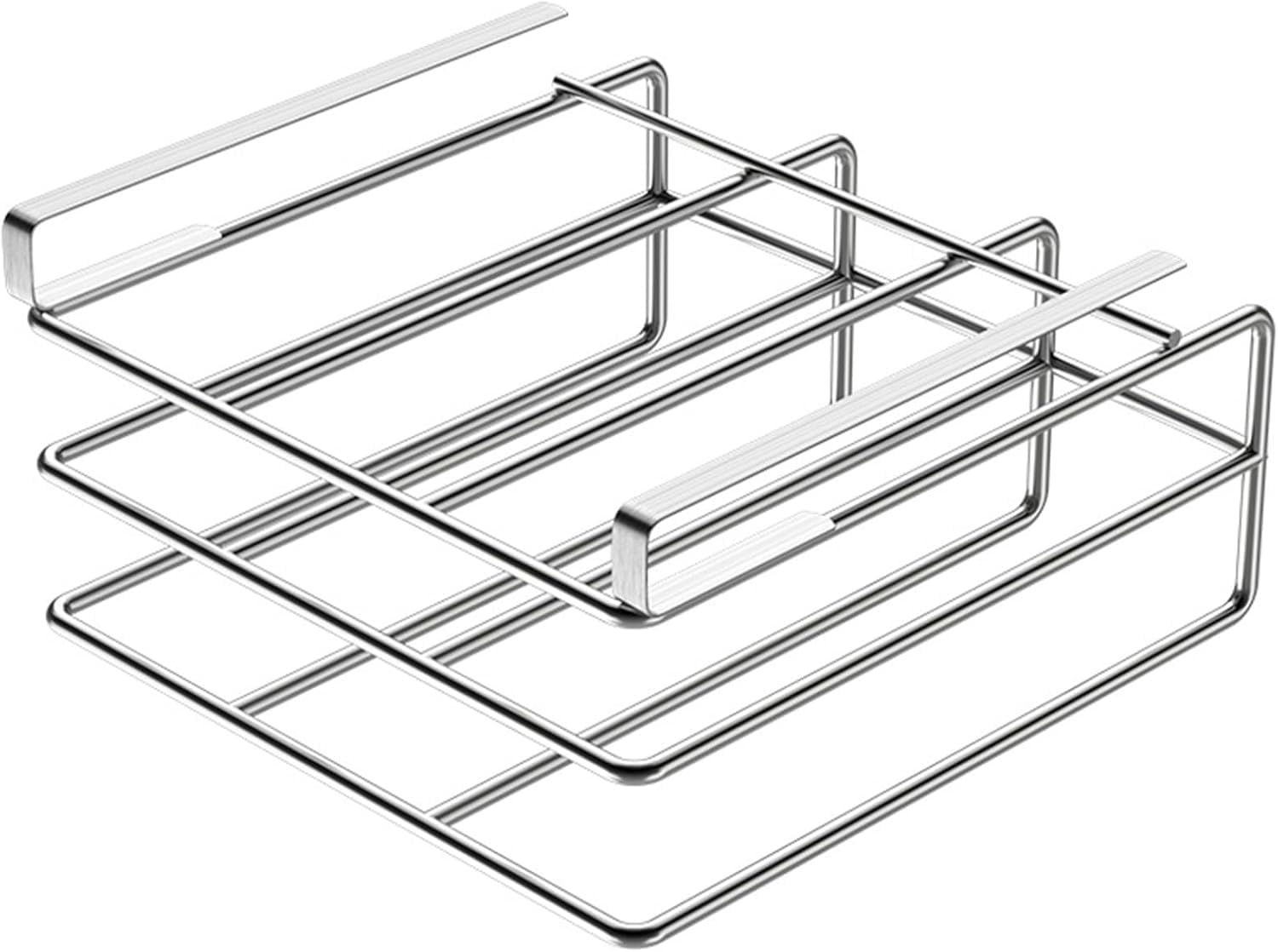 BuleVina Under Cabinet Cutting Board Holder Organizer, 10.4x11.8x2.4'' Stainless Steel Hanging Chopping Board Storage Space Saving Under Shelf Counter Rack Pot Lid Holder Heavy Duty (Silver)