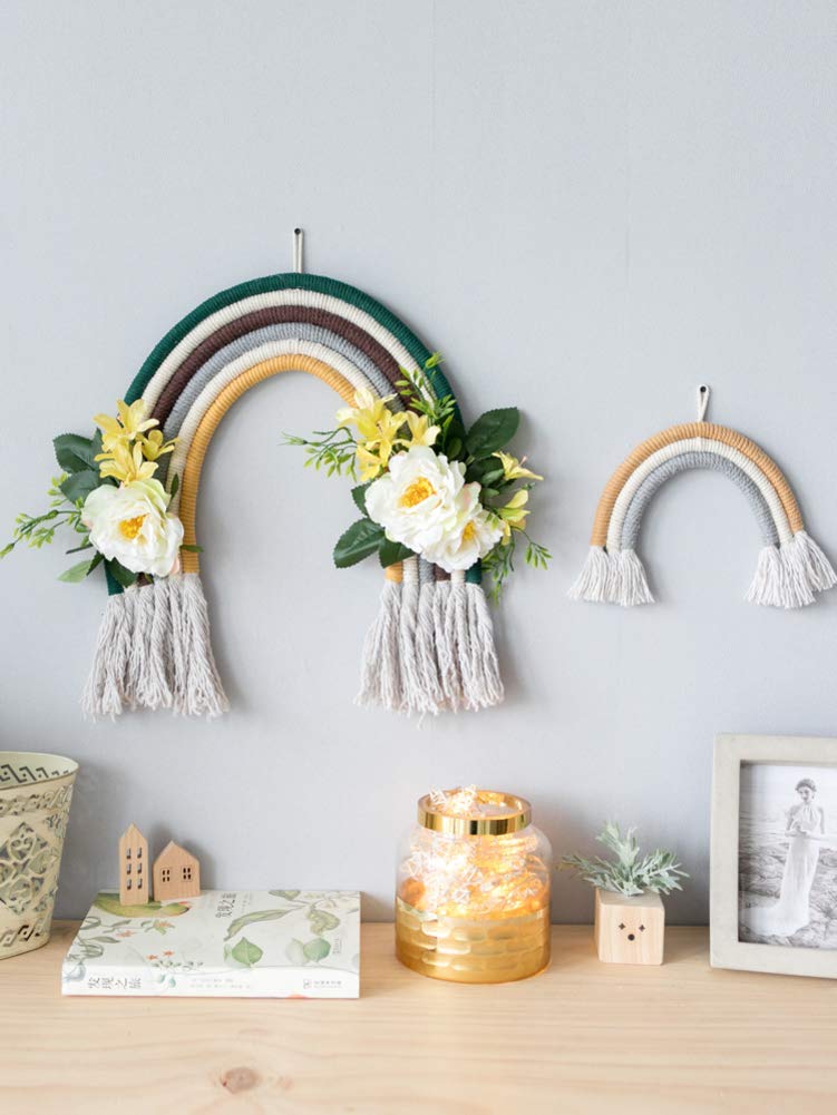 Decorazioni Macramè Arcobaleno - 3 Pezzi Appendi Parete Con Perline Legno Per Camera Bambini - Foto 8