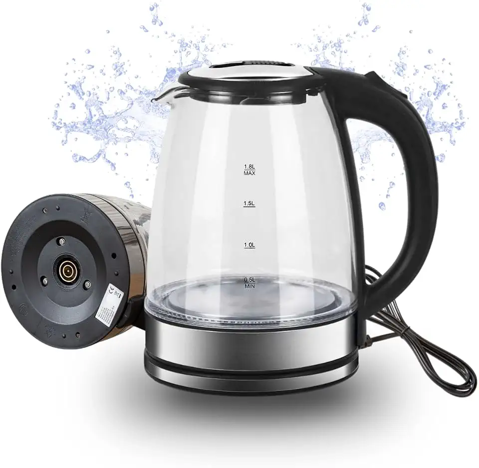 Chaleira Eletrica de Vidro 110v Potência 1200W Capacidade 1,8L Desligamento Automático Efeito de Luz Interno - Qualidade Premium Ezc® (110v)