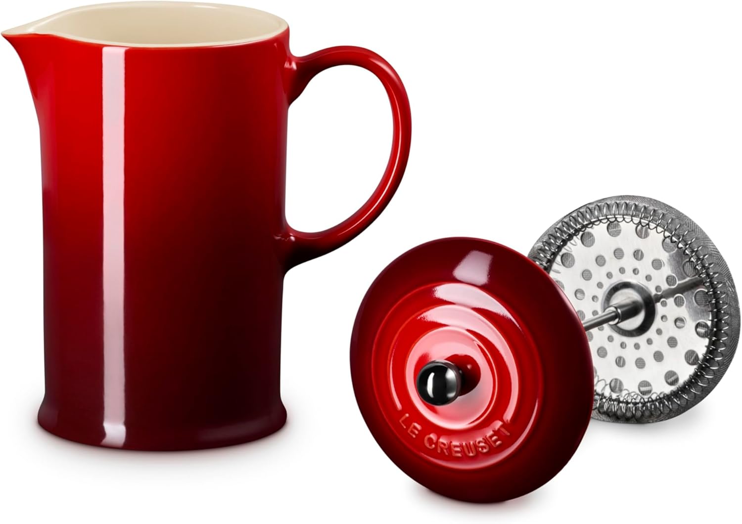 Le Creuset Stoneware French Press, 34 oz., Cerise