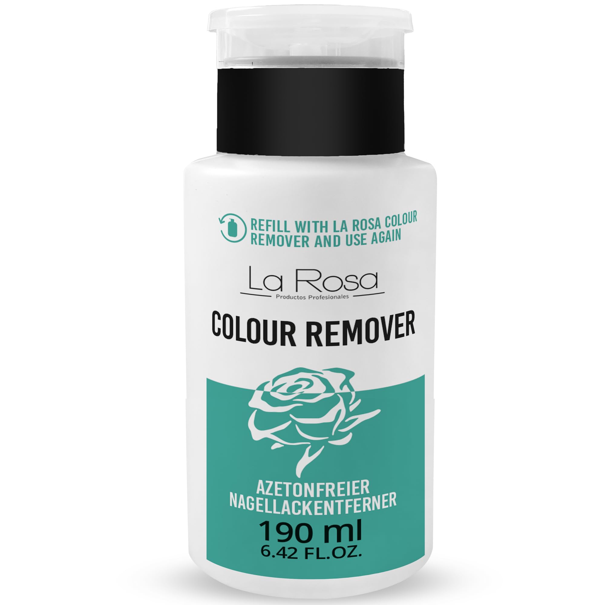 LaRosa Acetone-Free Nail Polish Remover 190ml with Easy Pump Dispenser – Gentle & Effective Nail Polish Remover – COLOUR REMOVER LIQUID
