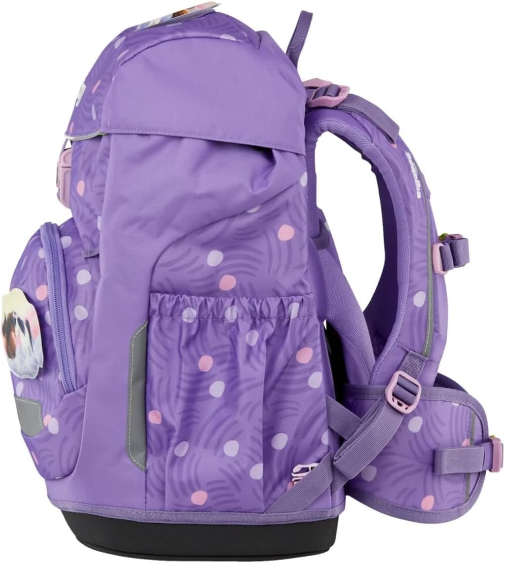 ergobag flex zaino per la scuola elementare, flessibile, ergonomico, leggero, 23 litri, per bambine e bambini PonyBearadise - Lavanda