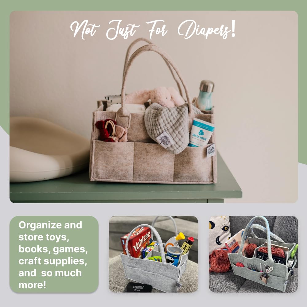 Parker Panier à couches pour bébé – Bac de rangement pour chambre d'enfant et organisateur de voiture pour couches et lingettes pour bébé – Flocons d'avoine