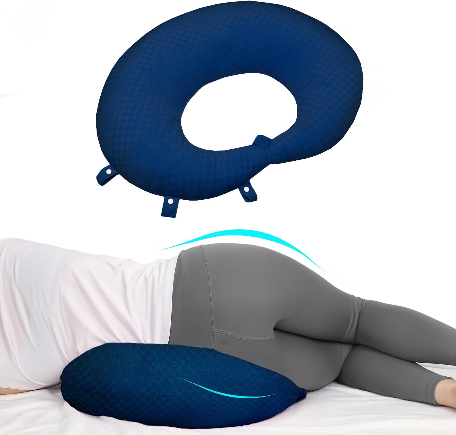 BBL Pillow After Surgery for Butt to Sleep, Brazilian Butt Lift Recovery Post Surgery Pillow for Sitting Sleeping Driving, Donut Pillow for Woman Lumbar Back Cushion Seat (Blue)