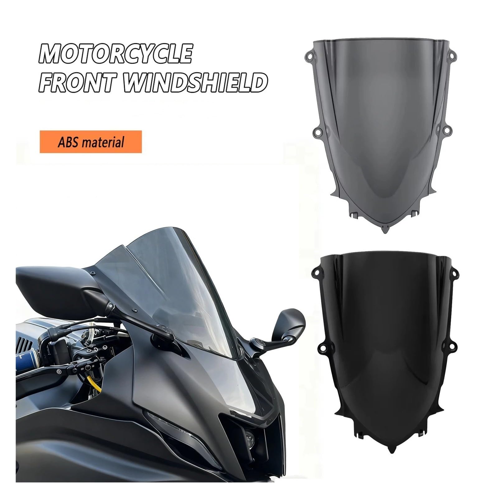 Paravento Universale Moto Per YZF-R6 Per YZFR6 YZF R6 2017 2018-2024 Parabrezza Moto Deflettore Doppia Bolla Spoiler Carena Parabrezza(Black)