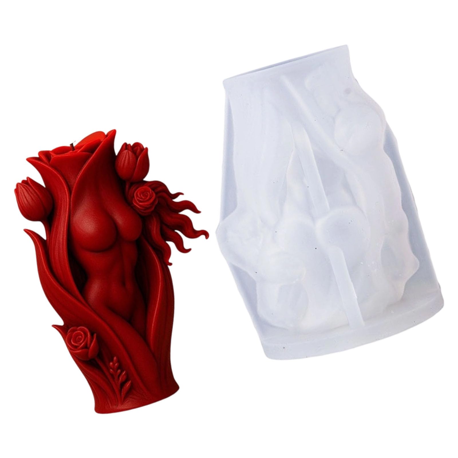 PANGBOER Home Display Mold Silicone Floral Portrait Casting Form for Decorative Wax Projects Release Hobby Portrait Relief Wax Form Floral Sculpture Decor
