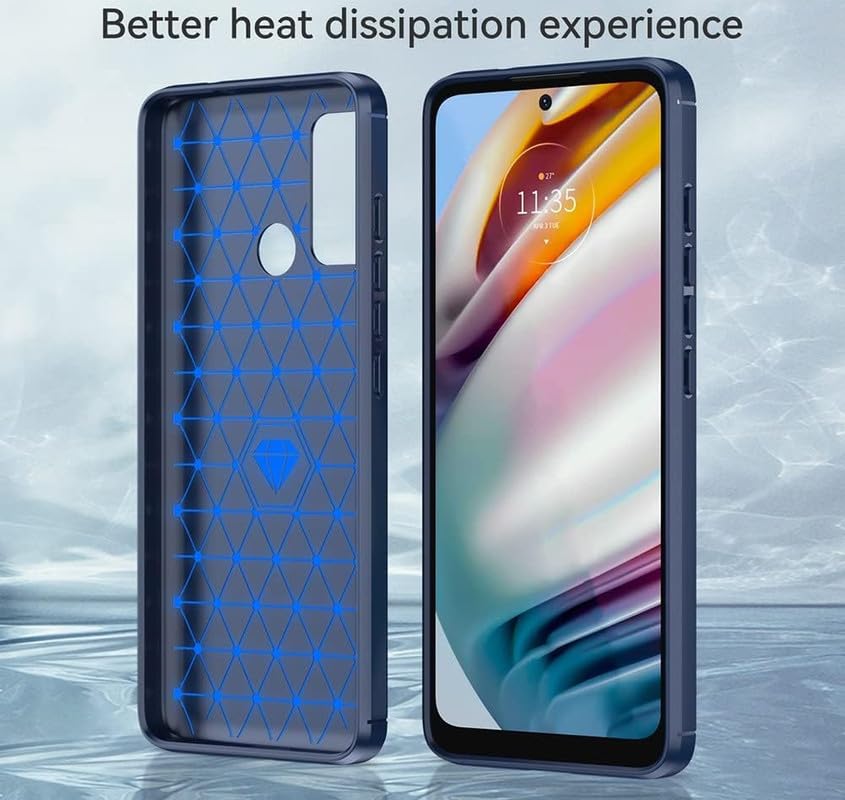 Image of NPRC Hybrid Ultra Slim Protective Case TPU Non-Slip Carbon Fiber Texture Shockproof Case Cover for Moto G40 - Blue