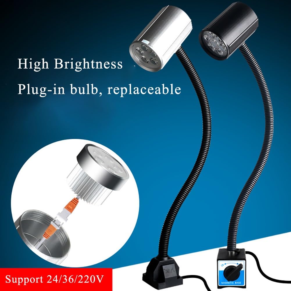 Lampa LED do obrabiarek, przełącznik, mocna magnetyczna lampa siedziska, 24 V ~ 36 V, lampa 110 V ~ 220 V, nadaje się do frezarek, szlifierek, stołów warsztatowych, maszyn do szycia i tak dalej (7
