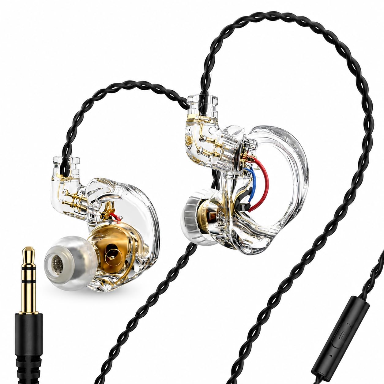SoundPro Wired in-Ear Monitor Earphones with Dual Dynamic Drivers, HD Clear Sound, Noise Isolation, in-Line Microphone, 3.5mm Jack, Transparent Hi-Fi Earbuds for Gaming, Music & Studio Monitoring-image-29
